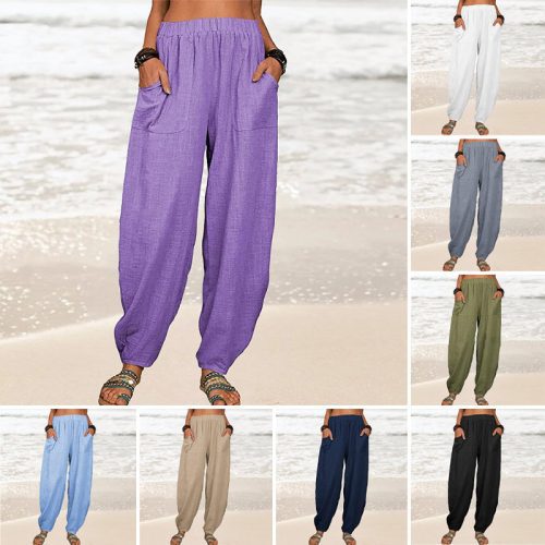 Women sLooseCottonAndLinenCasualPants 15